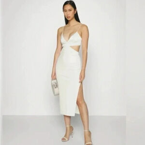 Abercrombie & Fitch Mixed Fabric Cutout Midi Dress